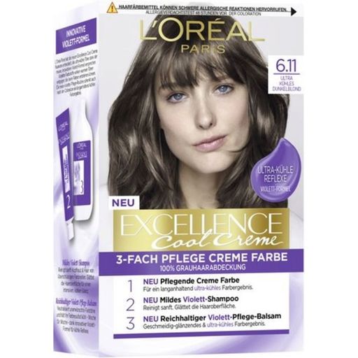 Excellence Cool Creme 6.11 Ultra Ash Dark Blond Permanent Hair Dye - 1 Pc