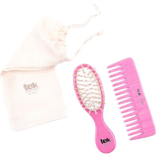 tek Pocket Brush & Comb Set - Pink 