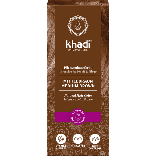 Khadi Plantaardige Haarverf Medium Brown - 100 g