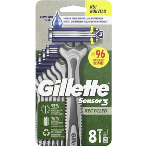 Gillette Sensor3 Recycled - Rasoio Usa e Getta - 8 pz.